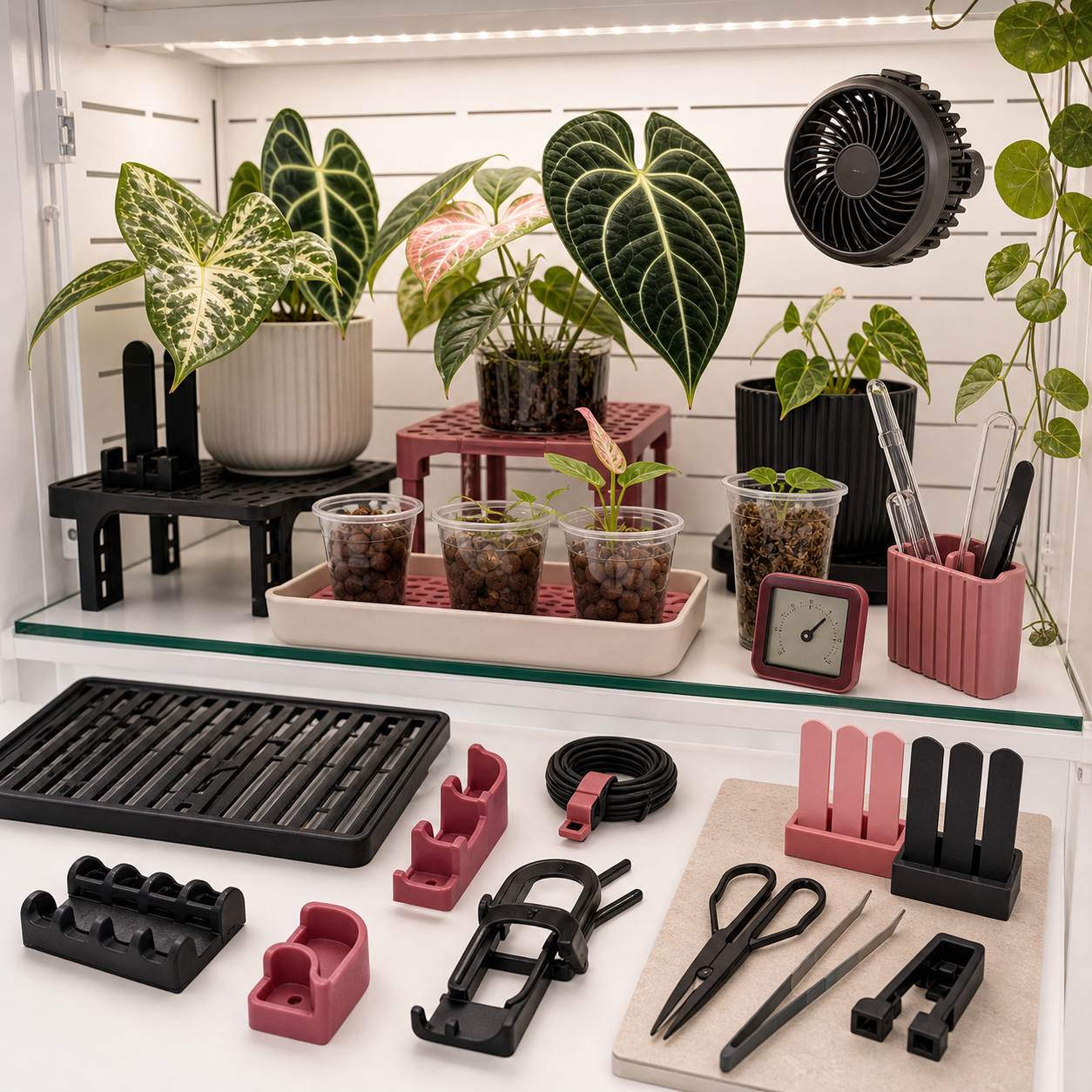 Plant cabinet care tools and rare tropical plants